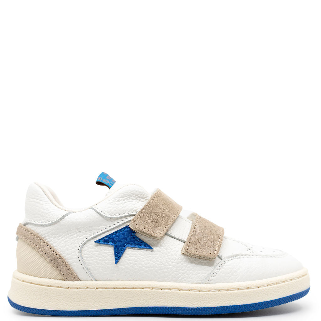 Rondinella White and Blue Star Velcro Sneaker-Tassel Children Shoes