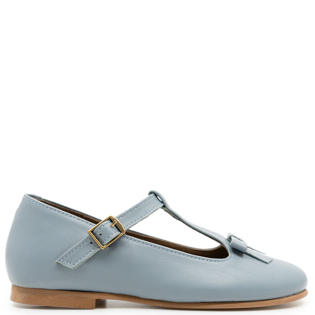 Sonatina Jade Blue Bow T Strap Mary Jane-Tassel Children Shoes