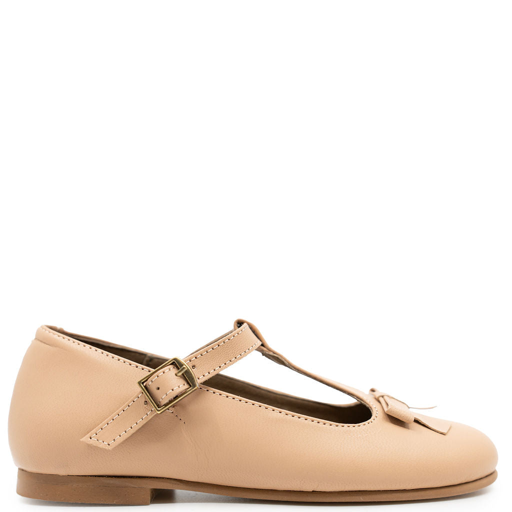 Sonatina Soft Brown Bow T Strap Mary Jane-Tassel Children Shoes