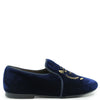 Papanatas Navy Velvet Polo Club Embroidered Smoking Loafer-Tassel Children Shoes