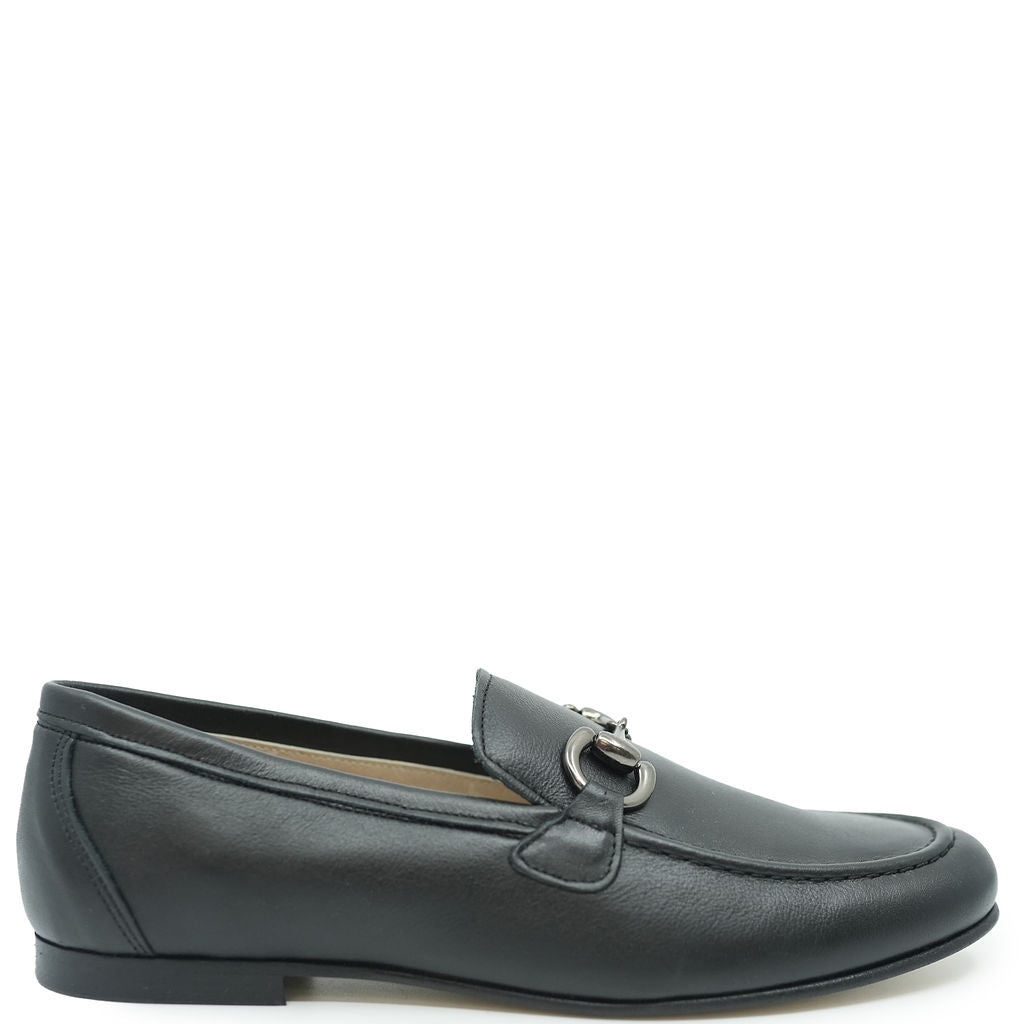 Spain+Co Black Leather Buckle Dress Shoe-Tassel Children Shoes
