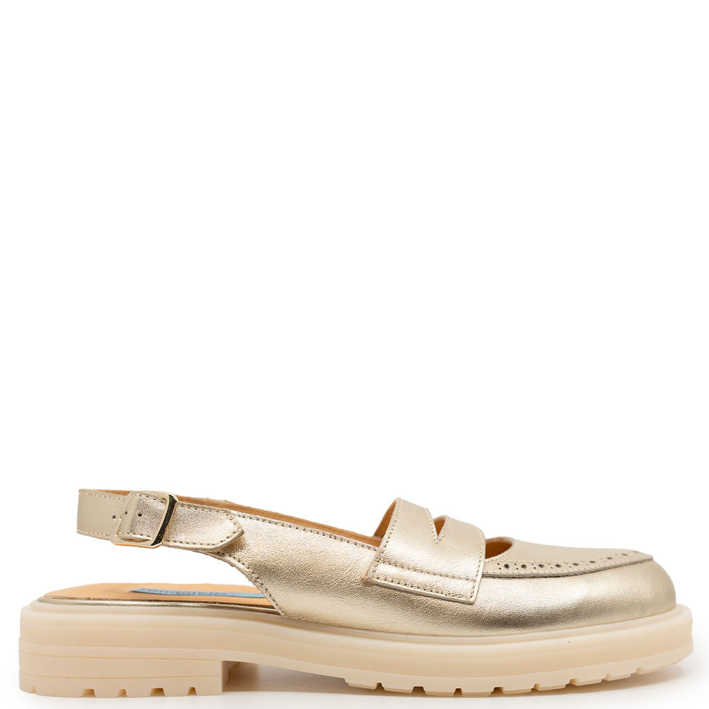 Rondinella Light Gold Penny Loafer Mule-Tassel Children Shoes
