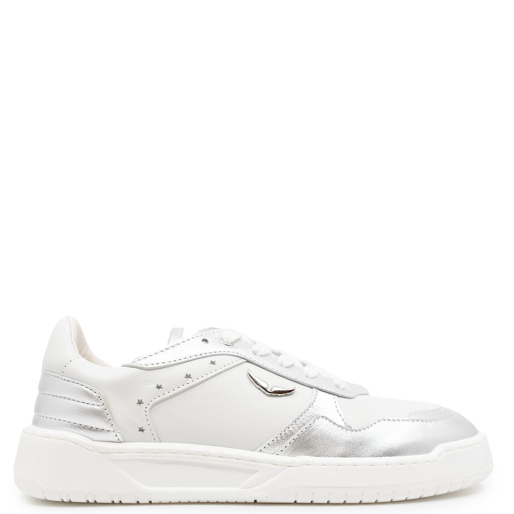 Zadig and Voltaire White and Silver Sneaker-Tassel Children Shoes