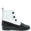 Spain+Co Black and White Button Detail Boot-Tassel Children Shoes