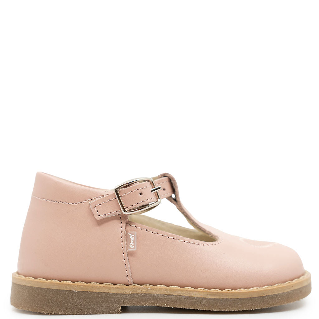 Emel Baby Pink Heart Baby T Strap-Tassel Children Shoes