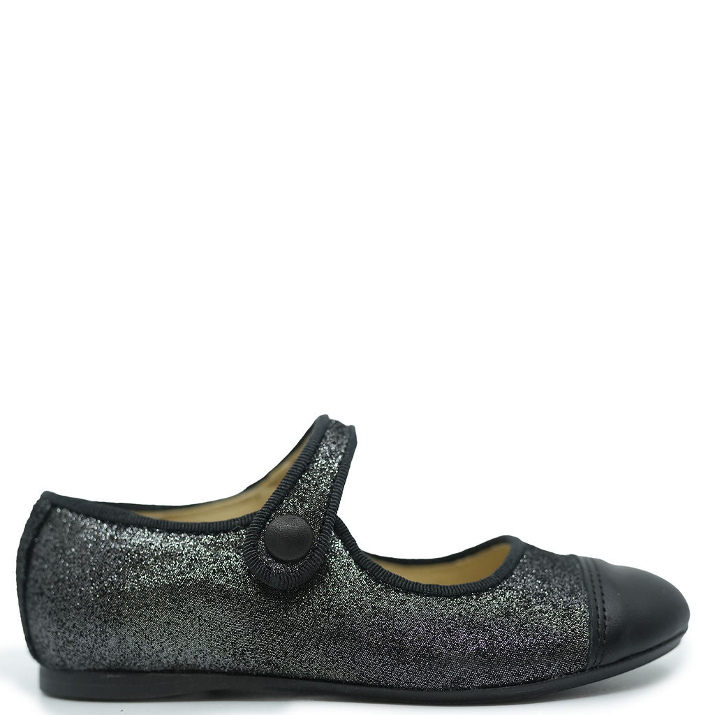 Tocoto Vintage Black Sparkly Captoe Mary Jane-Tassel Children Shoes