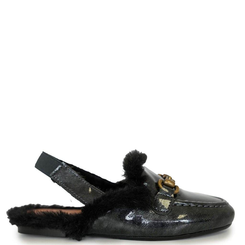Papanatas Gray Patent Buckle Mule-Tassel Children Shoes