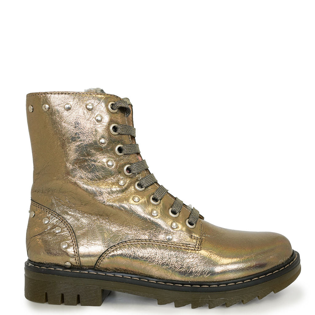 Pom D'Api Bronze Leather Boot-Tassel Children Shoes