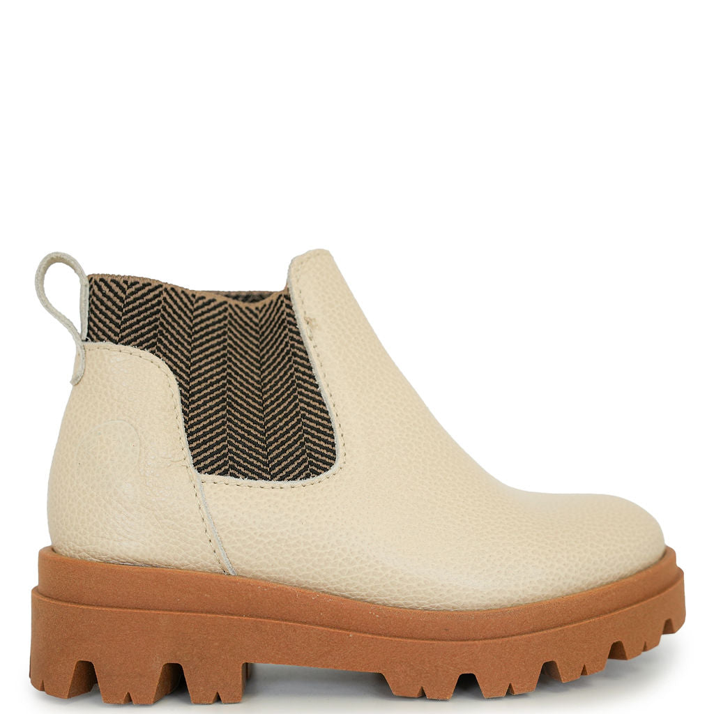 LMDI Latte Pebbled Chunky Elastic Boot-Tassel Children Shoes