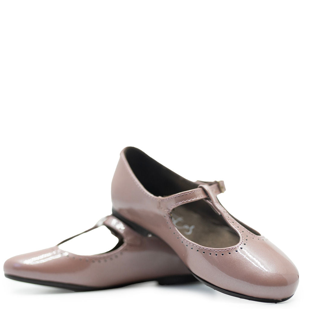 Papanatas Mauve Patent T Strap Mary Jane-Tassel Children Shoes