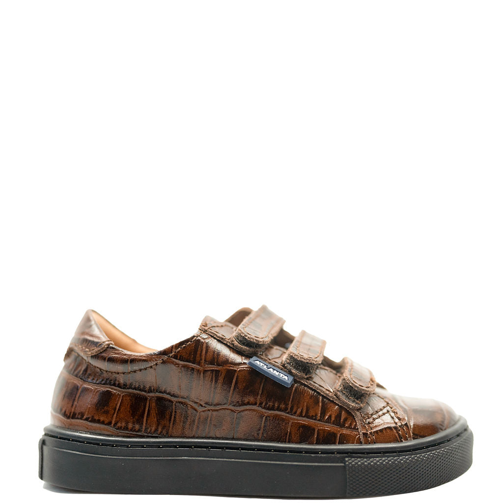 Atlanta Mocassin Cognac Croc Velcro Sneaker-Tassel Children Shoes