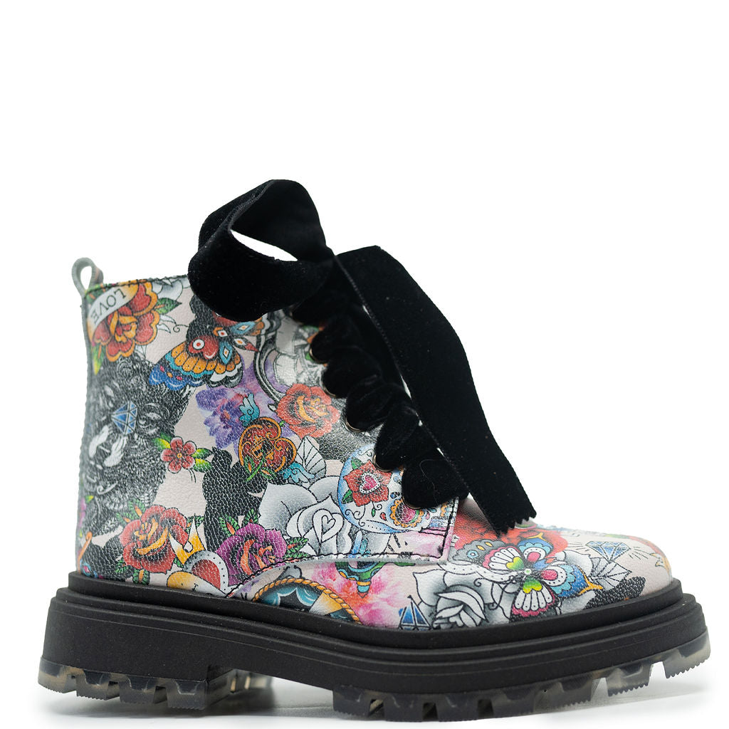 Papanatas Love Print Velvet Lace Bootie-Tassel Children Shoes