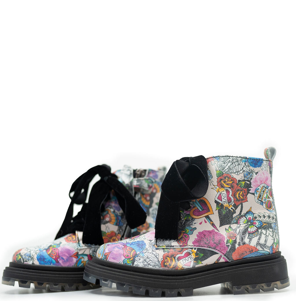 Papanatas Love Print Velvet Lace Bootie-Tassel Children Shoes