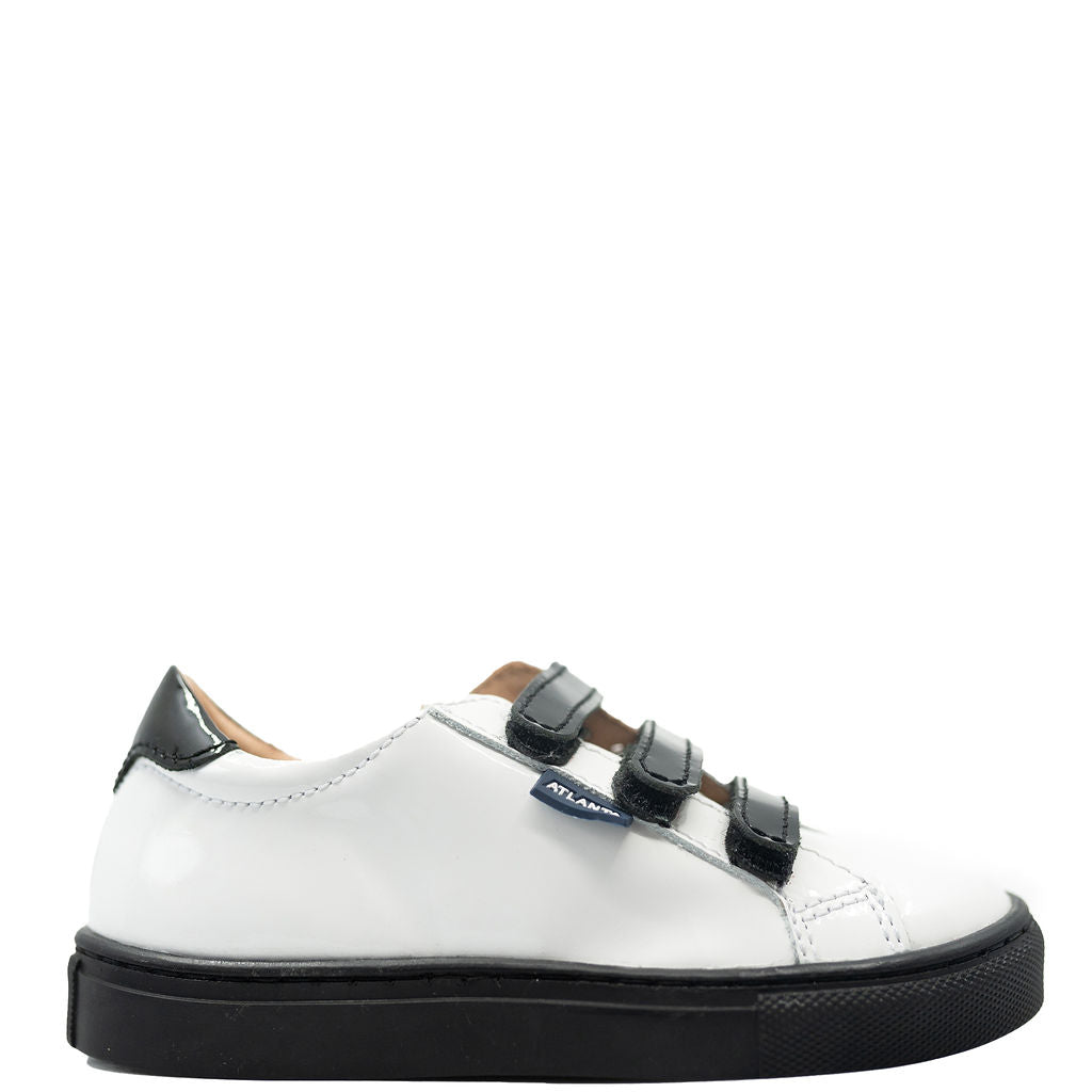 Atlanta Mocassin White and Black Patent Sneaker-Tassel Children Shoes