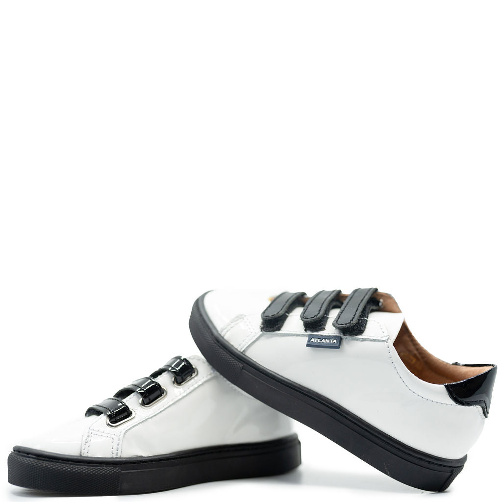 Atlanta Mocassin White and Black Patent Sneaker-Tassel Children Shoes