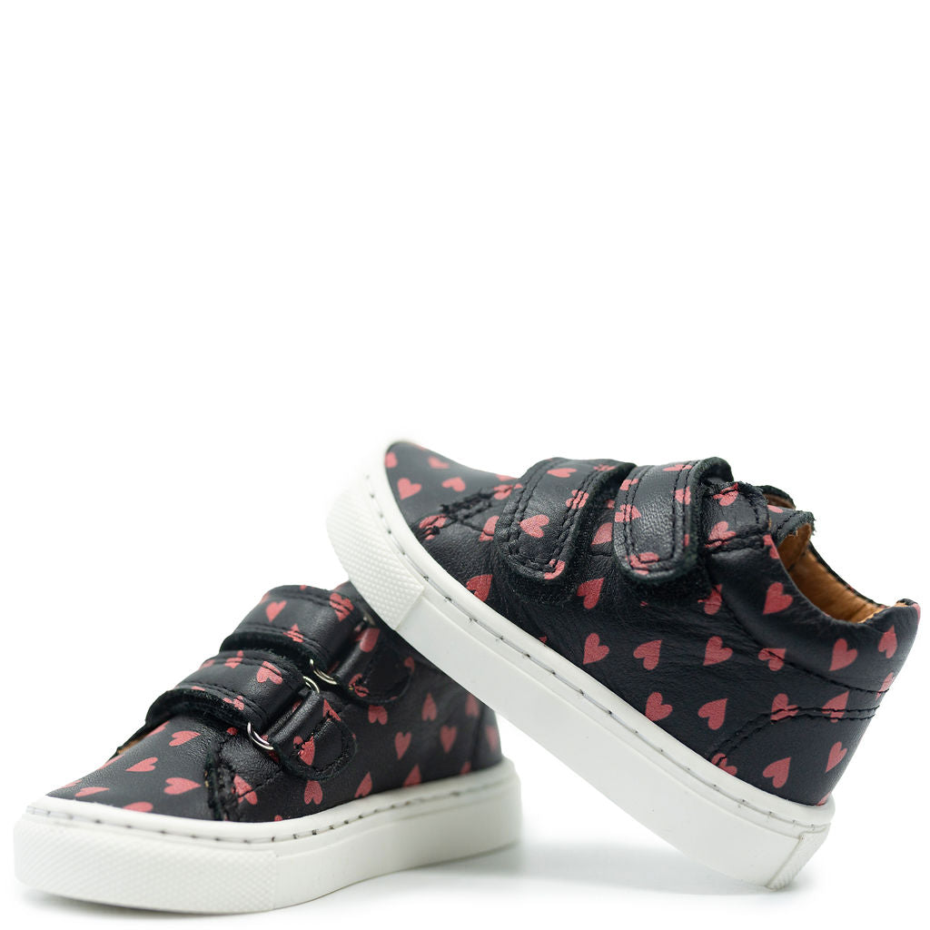 Atlanta Mocassin Black and Red Hearts Baby Sneaker-Tassel Children Shoes