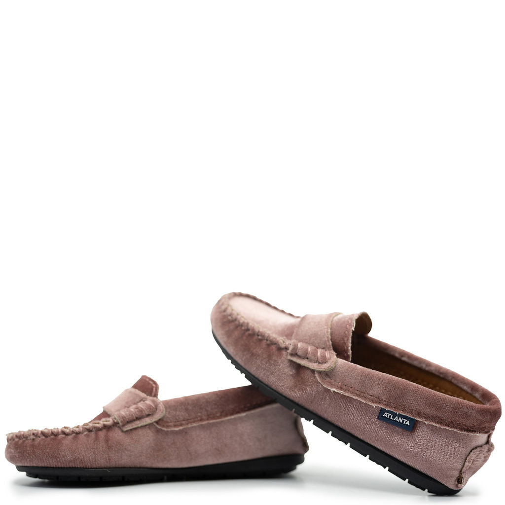 Atlanta Mocassin Rose Velvet Penny Loafer-Tassel Children Shoes