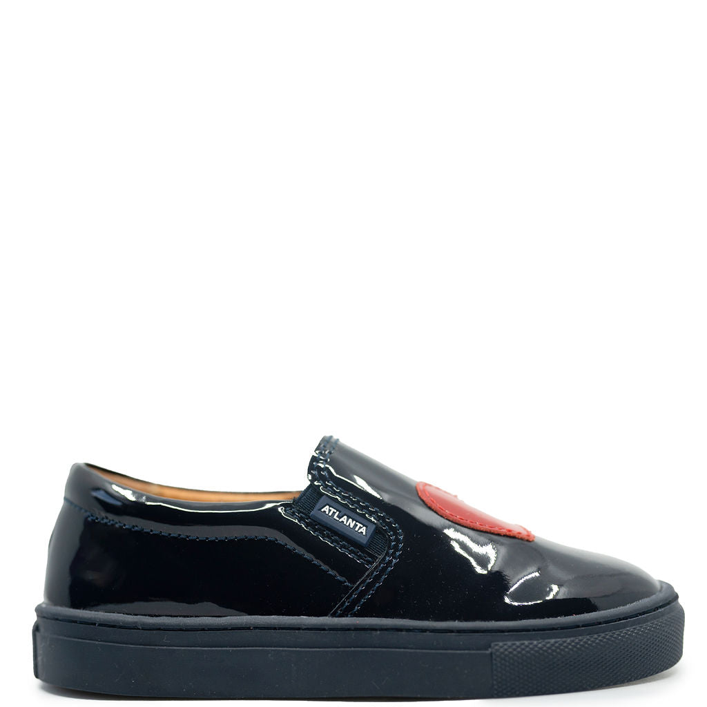 Atlanta Mocassin Navy Heart Slip On Sneaker-Tassel Children Shoes