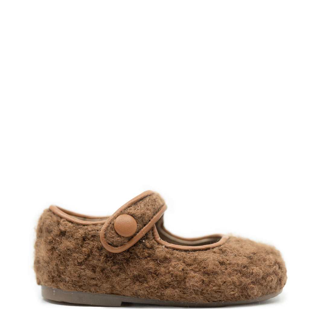 Papanatas Camel Shearling Baby Mary Jane-Tassel Children Shoes