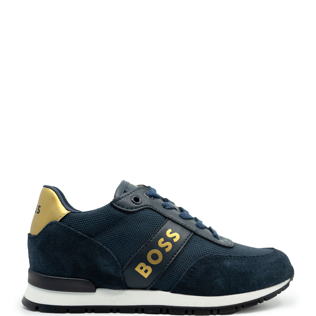 Hugo Boss Navy Logo Lace Sneaker-Tassel Children Shoes