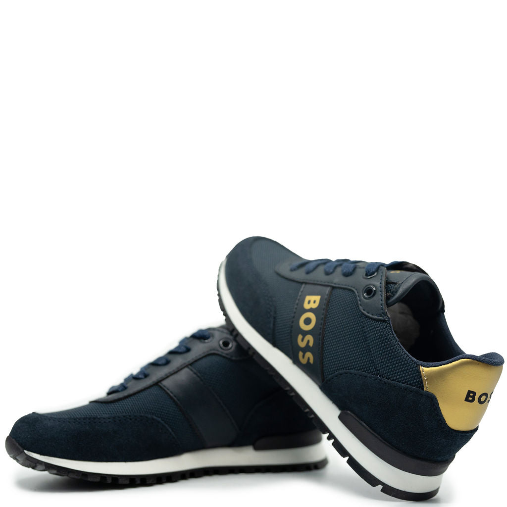 Hugo Boss Navy Logo Lace Sneaker-Tassel Children Shoes