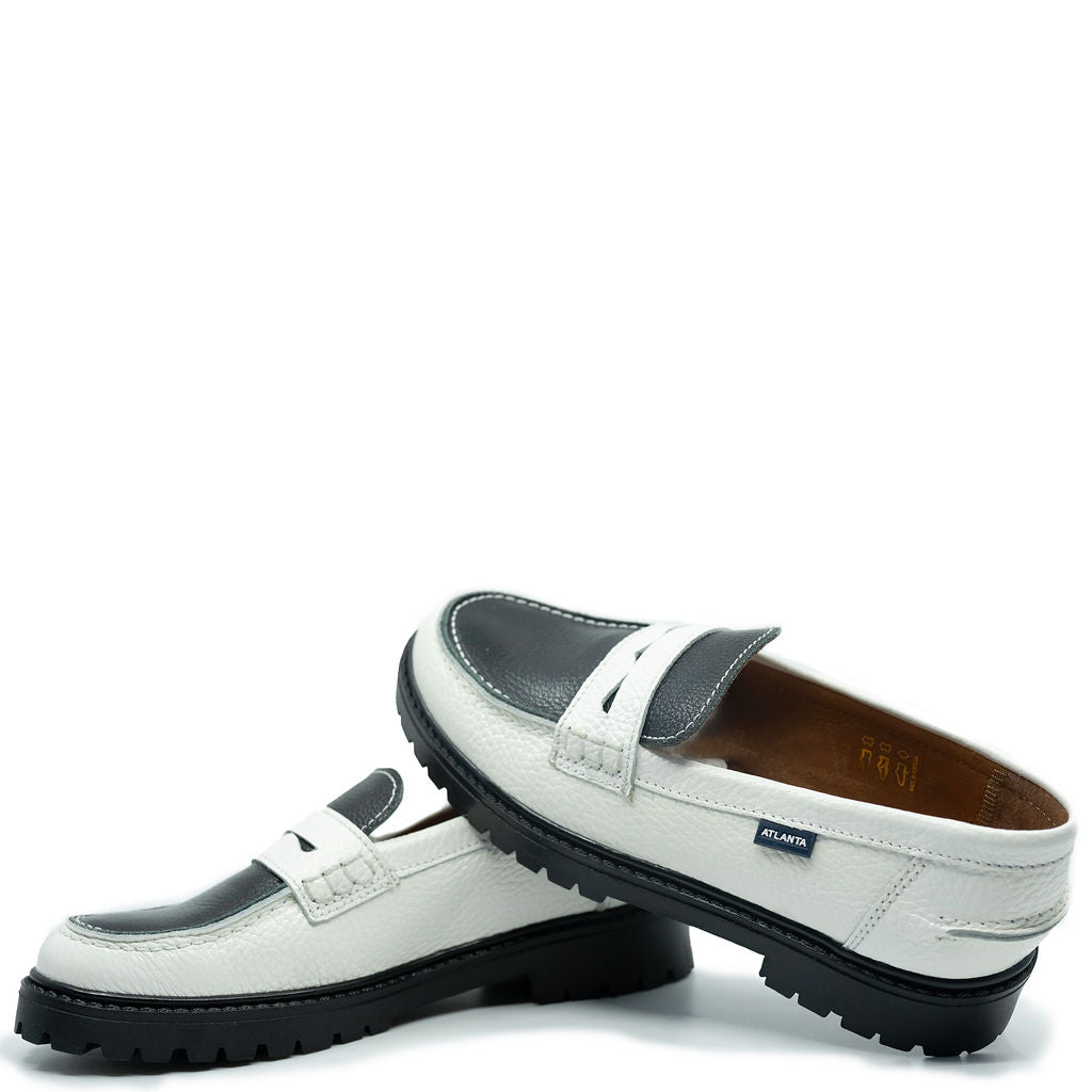 Atlanta Mocassin Black and White Chunky Loafer-Tassel Children Shoes