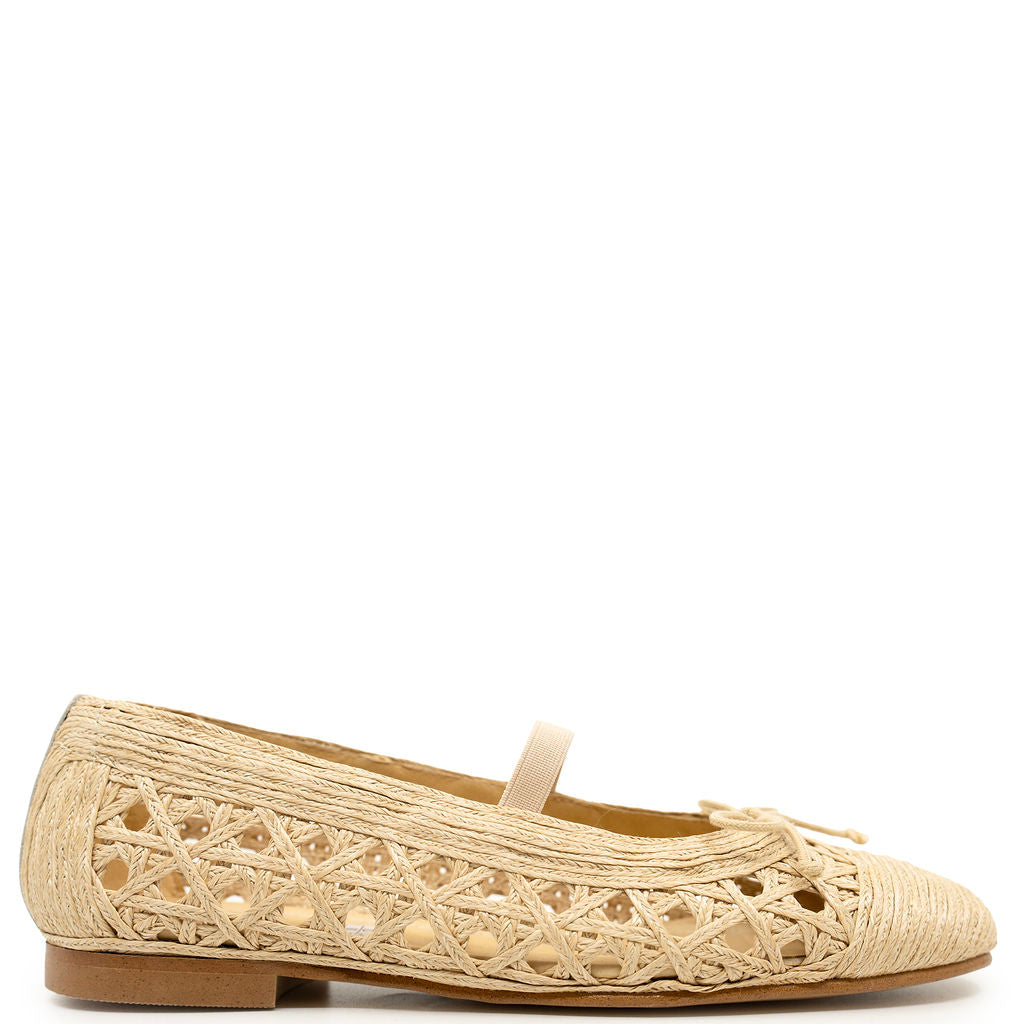 Spain+Co Natural Wicker Basketweave Ballet Flat-Tassel Children Shoes