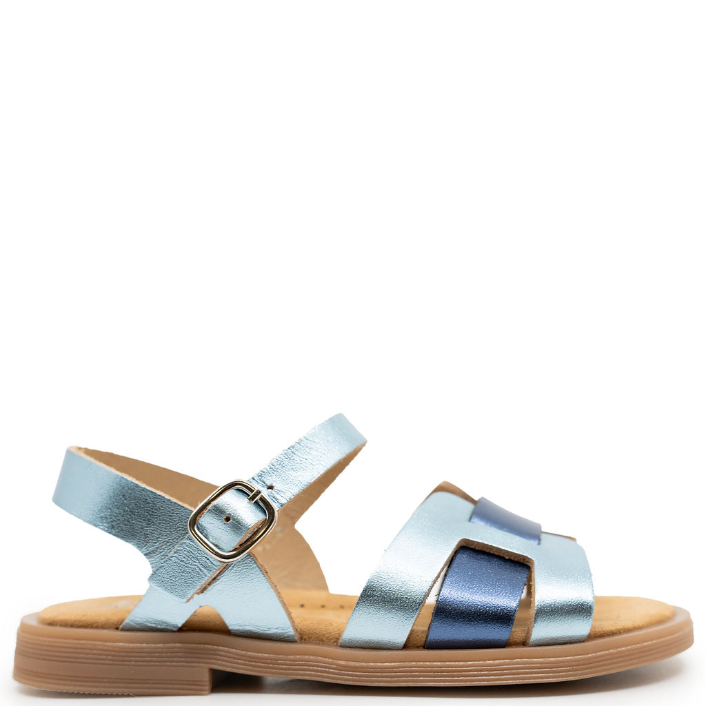 Beberlis Metallic Blue Buckle Sandal-Tassel Children Shoes