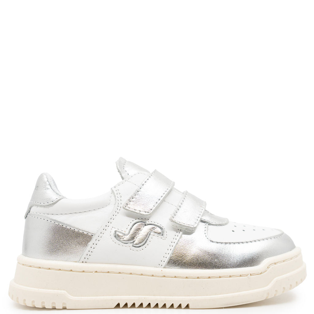Jacadi White and Silver Velcro Sneaker-Tassel Children Shoes