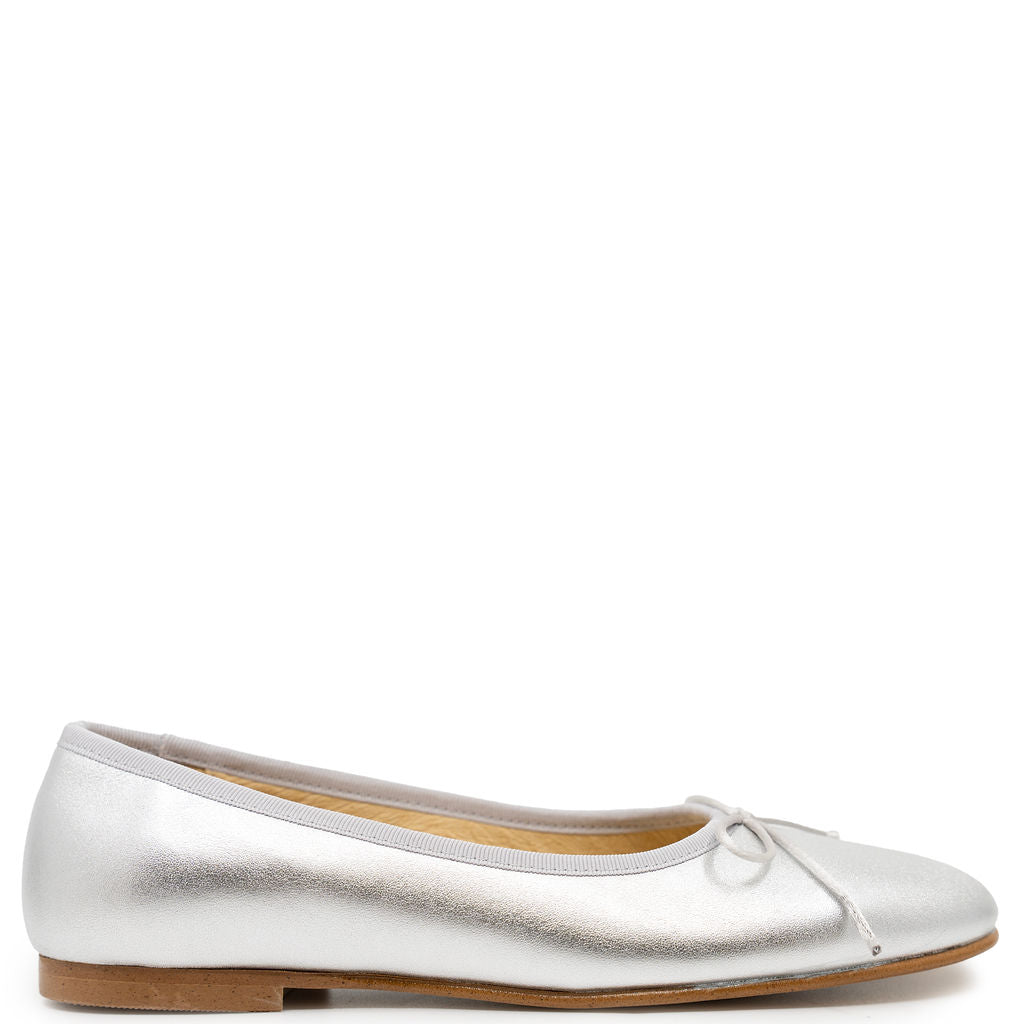 Spain+Co Silver Leather Ballet Flat-Tassel Children Shoes