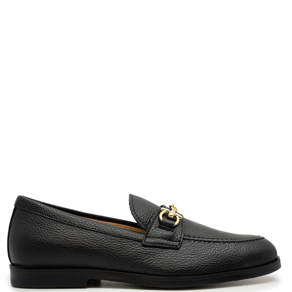 Rondinella Black Pebbled Buckle Dress Shoe-Tassel Children Shoes