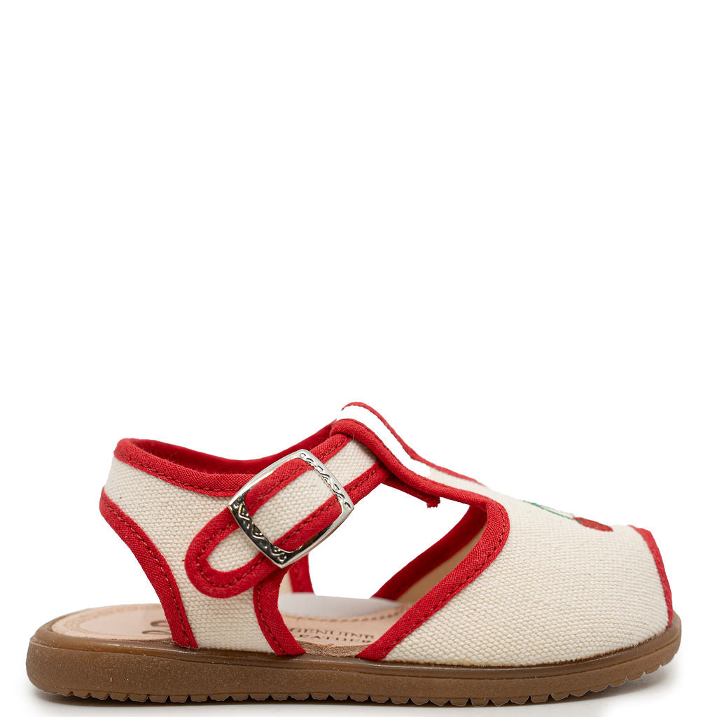 Pepe White and Red Cherry Sandal-Tassel Children Shoes