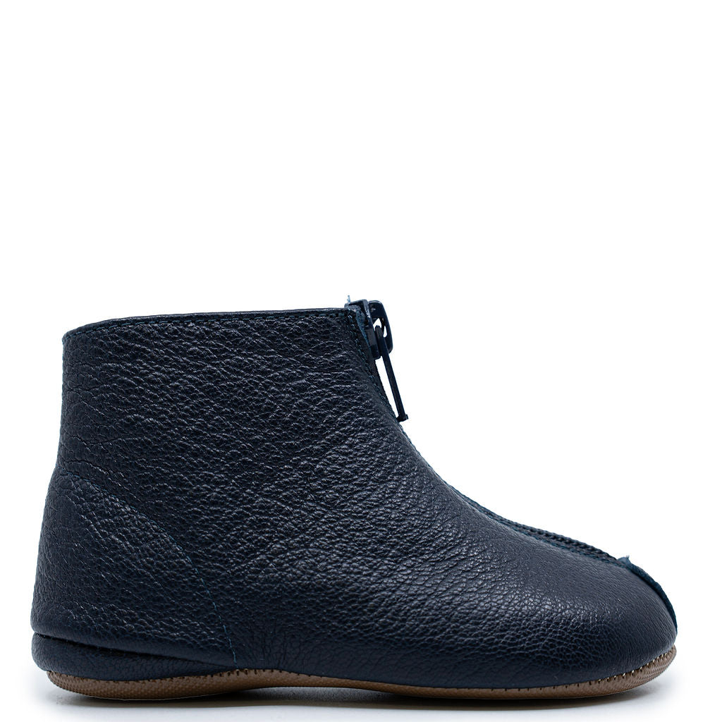 Pepe Navy Pebbled Zipper Bootie-Tassel Children Shoes