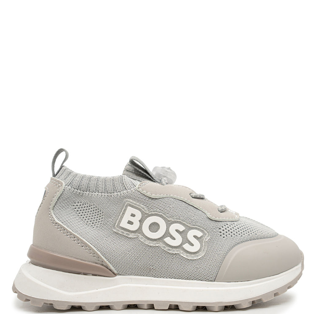 Hugo Boss Light Gray Sock Sneaker-Tassel Children Shoes