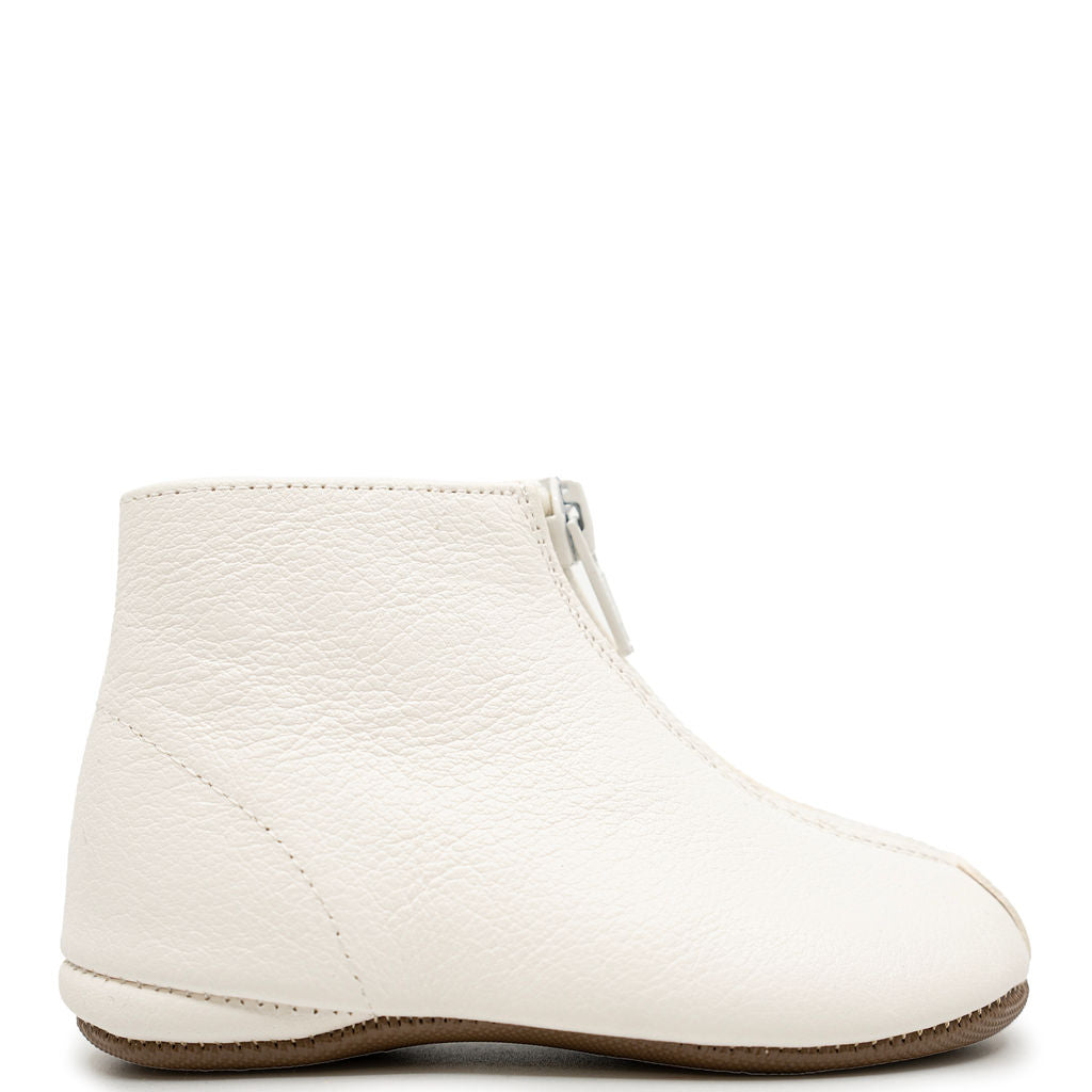 Pepe Ivory Leather Zipper Bootie-Tassel Children Shoes