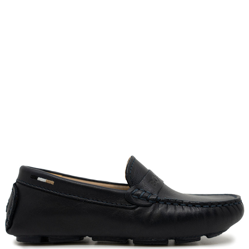 Hugo Boss Navy Embossed Loafer-Tassel Children Shoes