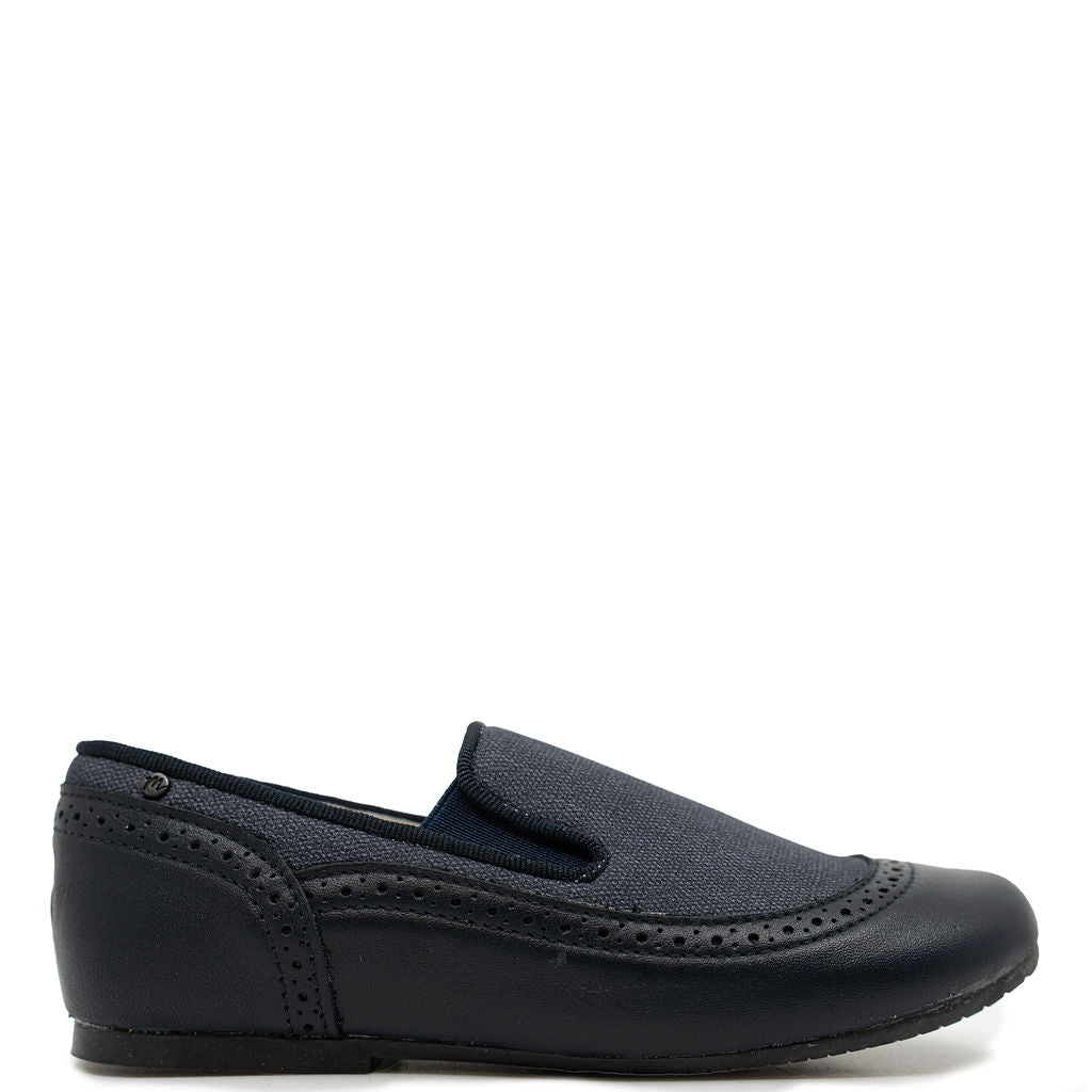 Manuela Navy Smoking Loafer-Tassel Children Shoes