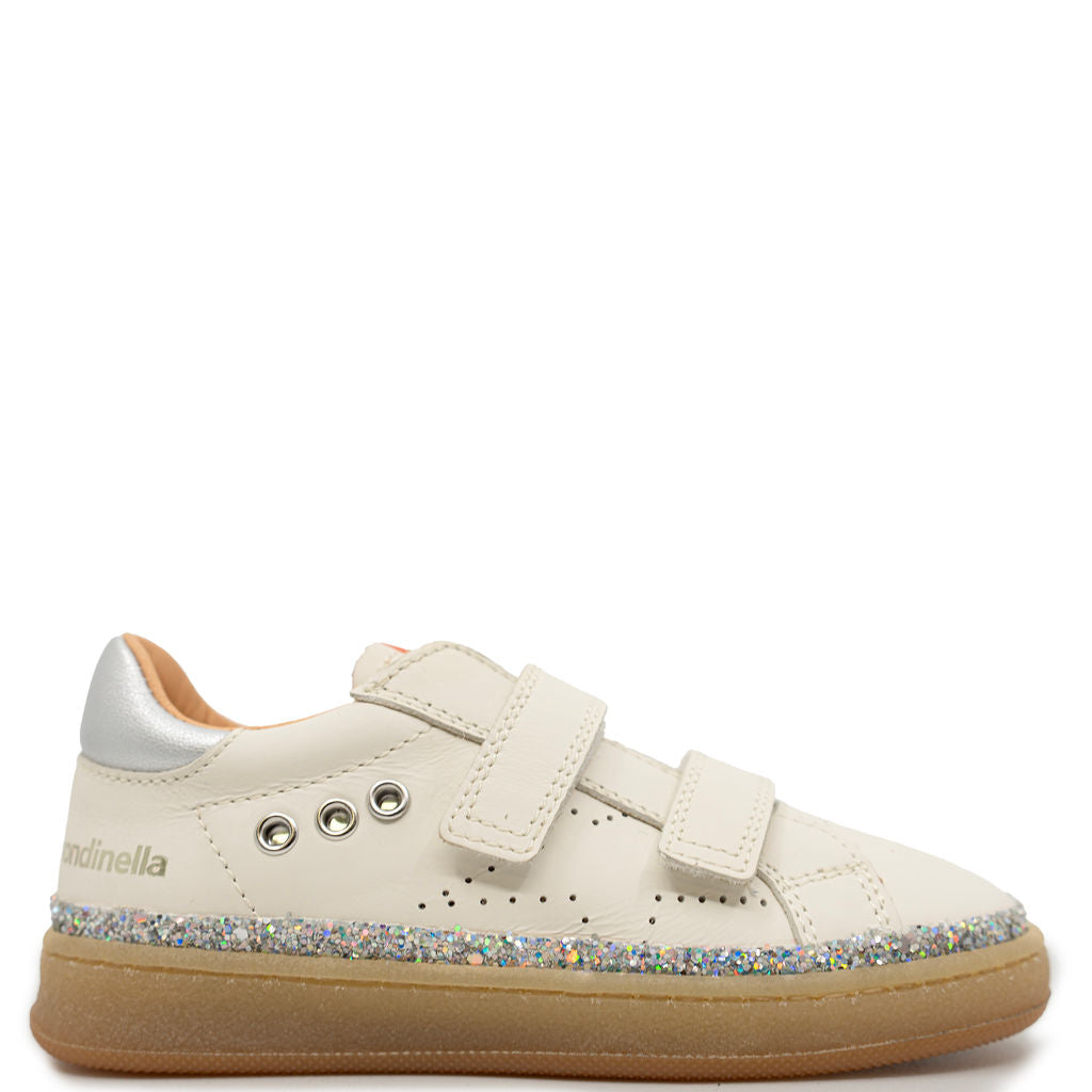 Rondinella Ivory Glitter Ball Star Velcro Sneaker-Tassel Children Shoes
