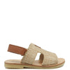 Manuela Beige Rafia Velcro Sandal-Tassel Children Shoes