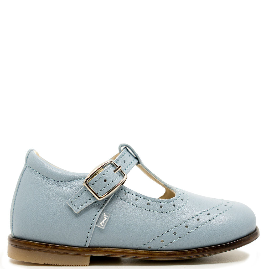 Emel Dusty Blue Wingtip Baby T Strap-Tassel Children Shoes