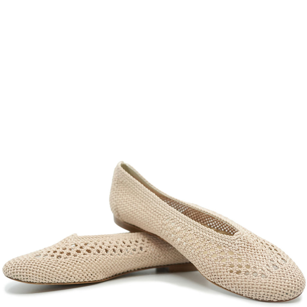 Manuela Beige Crochet Flat-Tassel Children Shoes