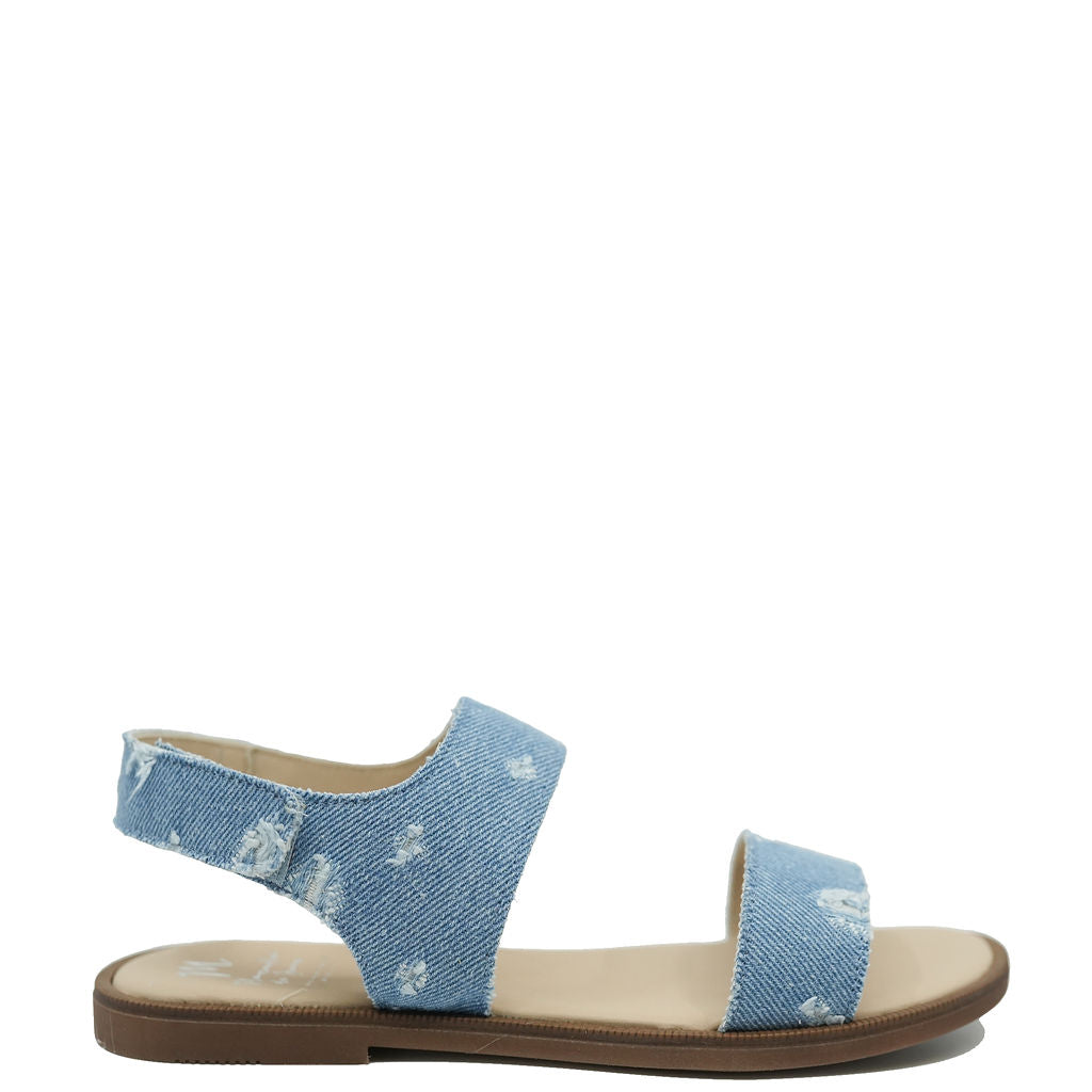 Manuela Blue Denim Velcro Sandal-Tassel Children Shoes