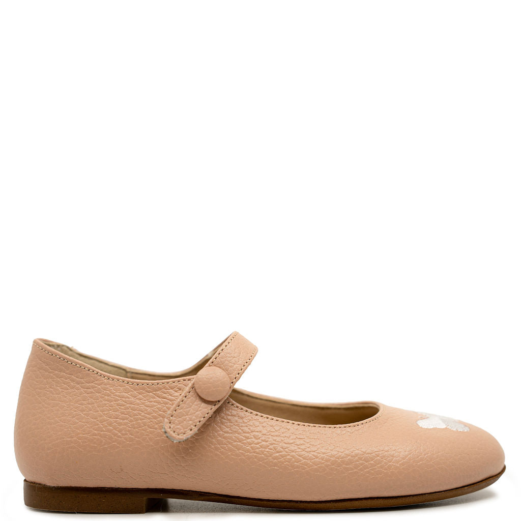 Blublonc Pink Pebbled Butterfly Mary Jane-Tassel Children Shoes