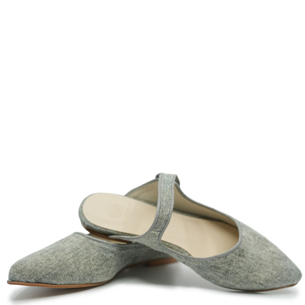 Blublonc Washed Jean Pointed Mule-Tassel Children Shoes