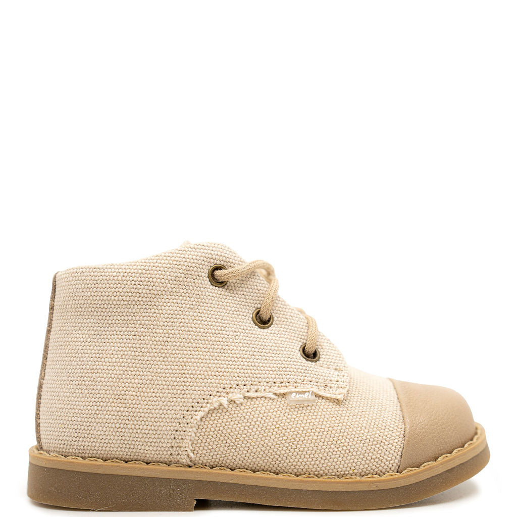 Emel Taupe Linen Baby Bootie-Tassel Children Shoes