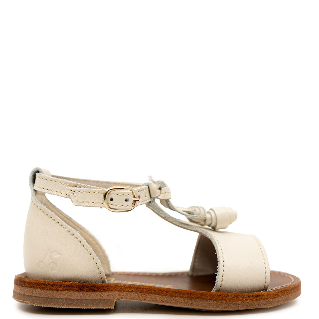 Bonpoint Cream Cherry Tassel Elmas Baby Sandal-Tassel Children Shoes