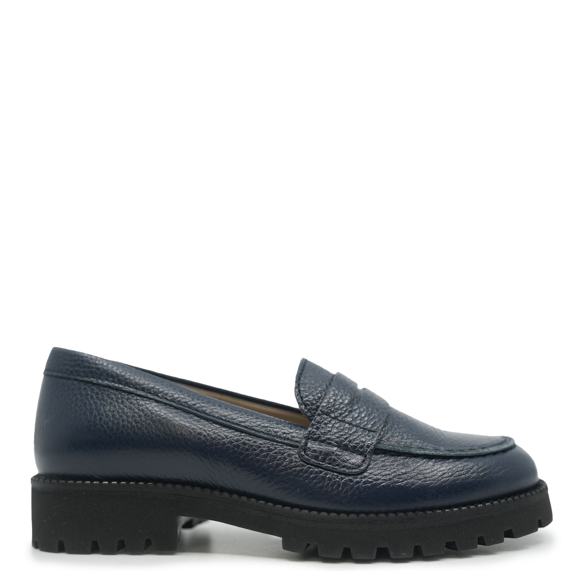 Beberlis Navy Pebbled Penny Chunky Loafer-Tassel Children Shoes