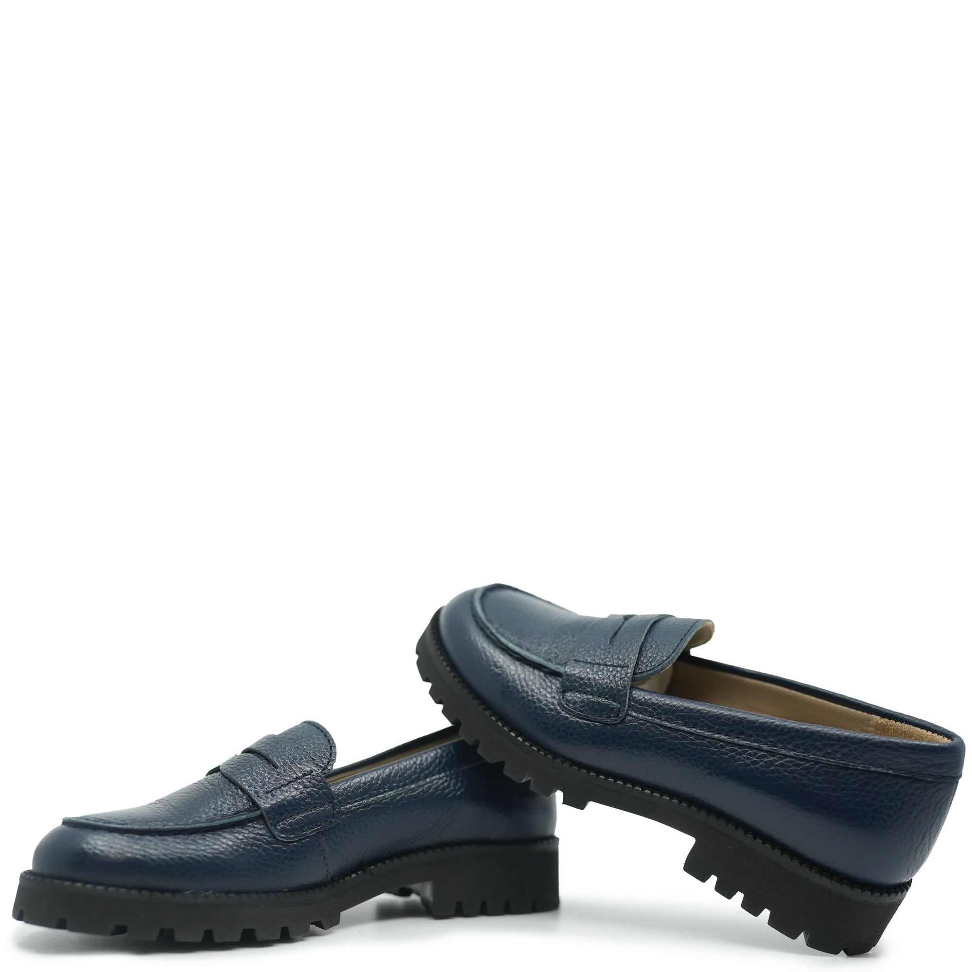 Beberlis Navy Pebbled Penny Chunky Loafer-Tassel Children Shoes