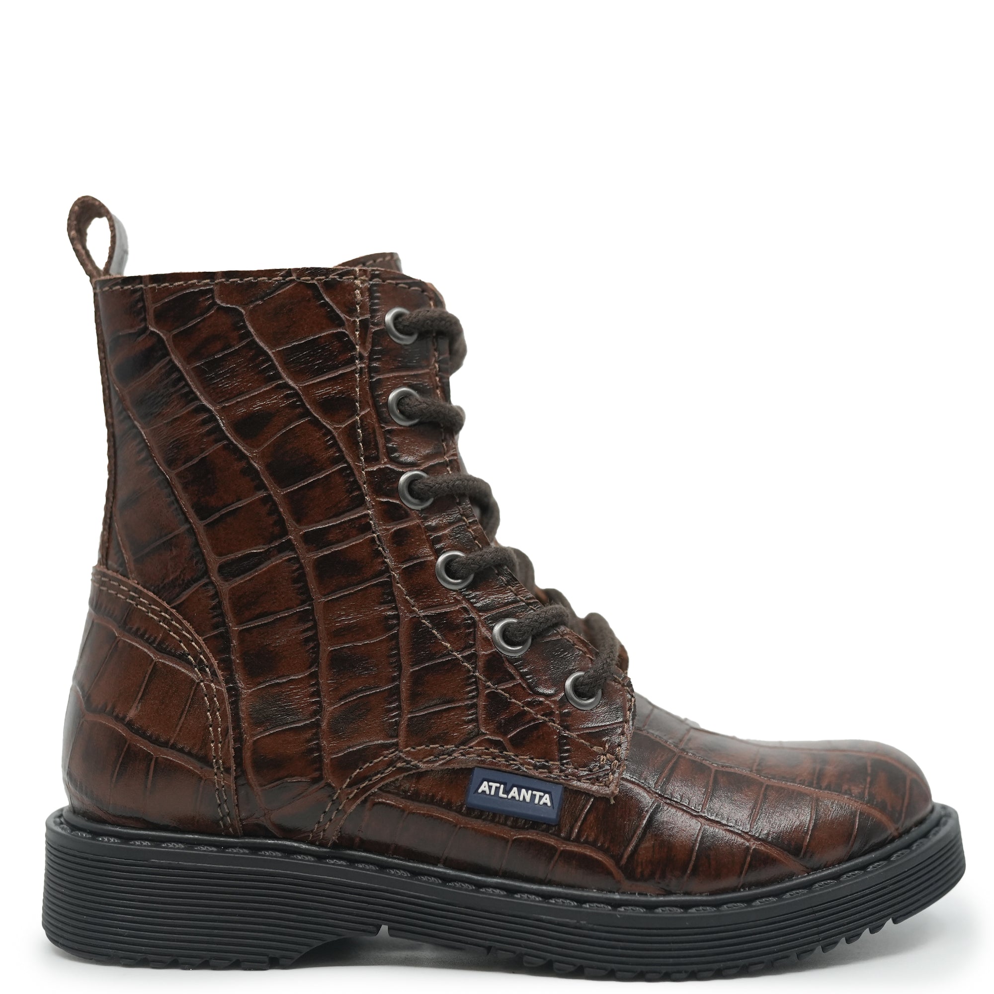 Atlanta Mocassin Brown Croc Boot-Tassel Children Shoes