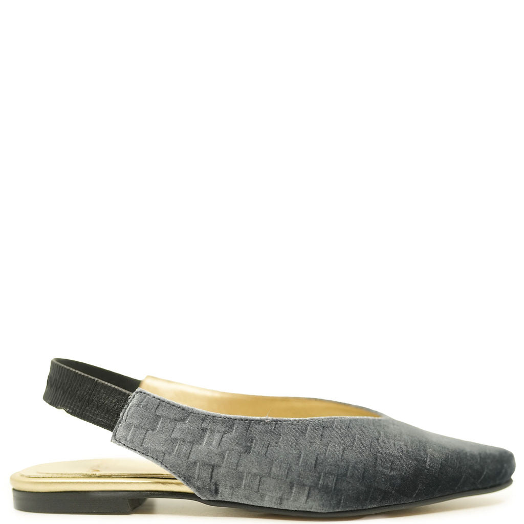 Spain+Co Gray Velvet Printed Slingback-Tassel Children Shoes